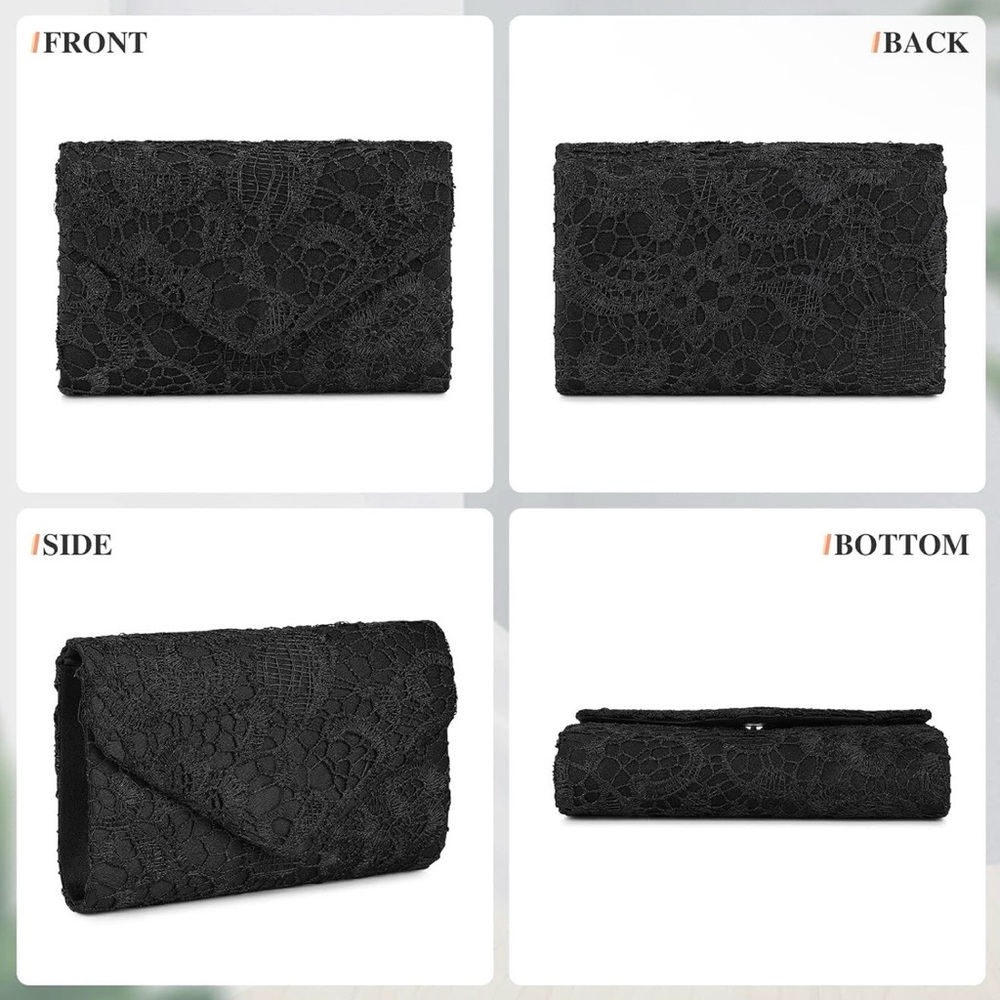 Evening Bag Lace Clutch Purse for Women Formal Elegant Envelope Wedding - Picture 5 of 10